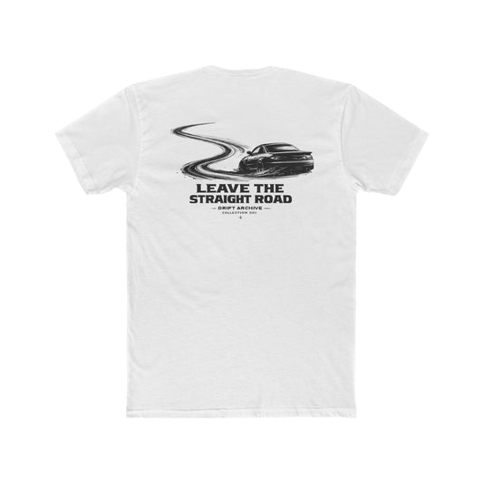 Drift Archives Tee — "Leave the Straight Road" Slogan T-shirt